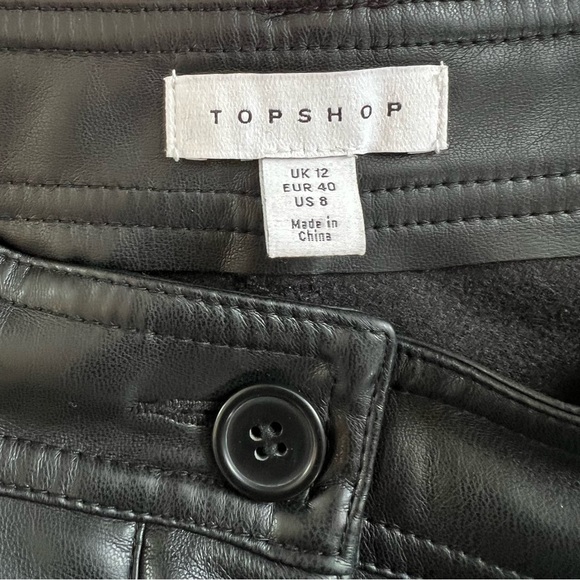 Topshop Faux Leather Straight Leg Pant Black Size 8 - Picture 8 of 14